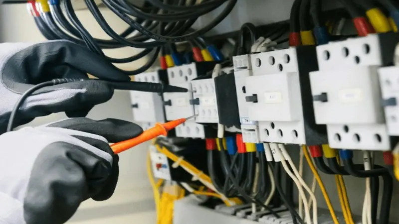Messung mit dem Multimeter an einem Schaltschrank
